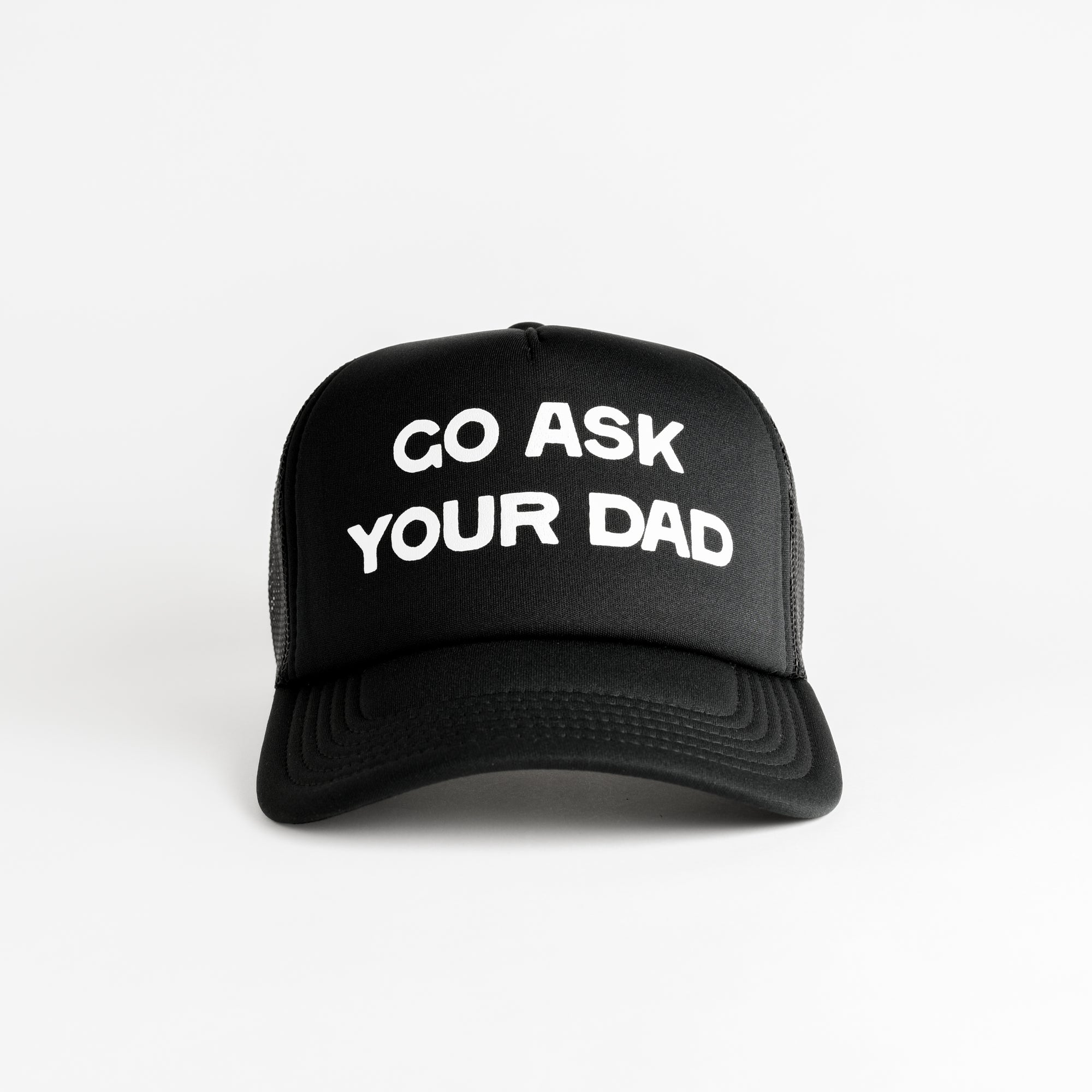 Go Ask Your Dad Recycled Trucker Hat - black