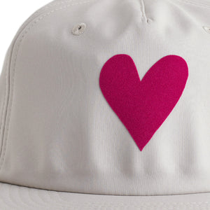 Pink Heart Fleece Lined Hat - cream