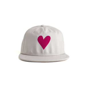 Pink Heart Fleece Lined Hat - cream