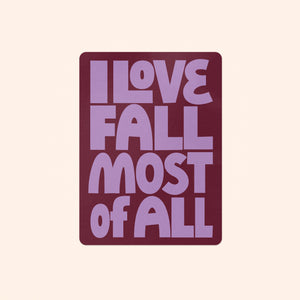 I Love Fall Sticker - purple