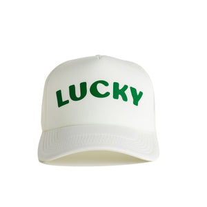 St. Patrick's Day Lucky Recycled Trucker Hat - snow