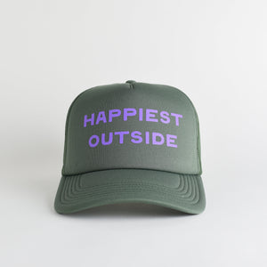 Happiest Outside Recycled Trucker Hat - cypress green