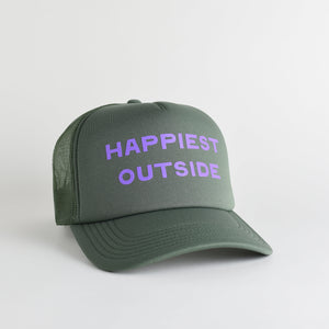 Happiest Outside Recycled Trucker Hat - cypress green