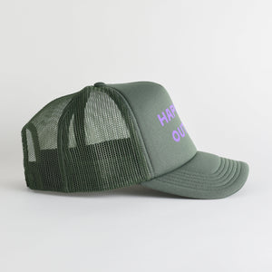 Happiest Outside Recycled Trucker Hat - cypress green