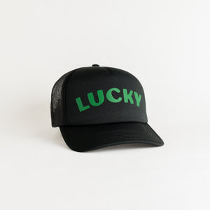 St. Patrick's Day Lucky Recycled Trucker Hat - black
