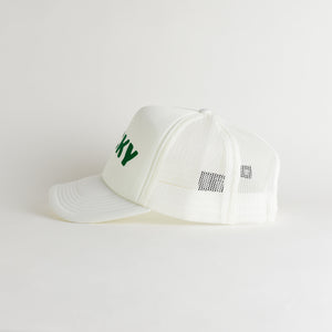 St. Patrick's Day Lucky Recycled Trucker Hat - snow