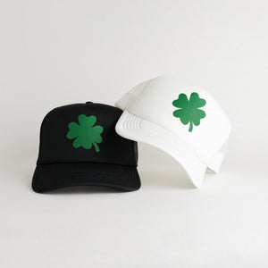 St. Patrick's Day 4 Leaf Clover Recycled Trucker Hat - black