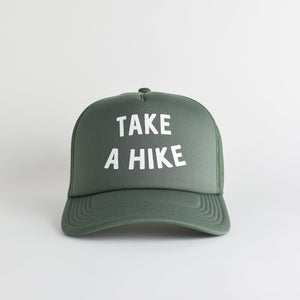 Take A Hike Recycled Trucker Hat - cypress green