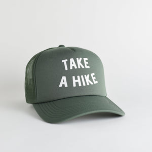 Take A Hike Recycled Trucker Hat - cypress green