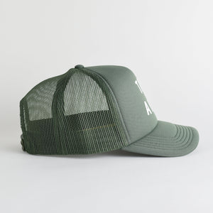 Take A Hike Recycled Trucker Hat - cypress green